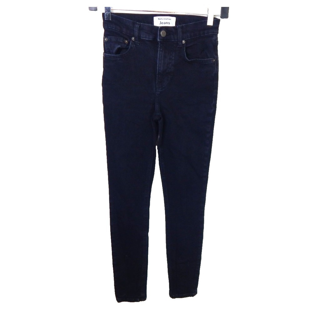 Reformation Jeans Faded Black High Rise Skinny Stretch Denim